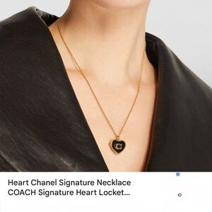 COACH Gold and Black Heart Necklace